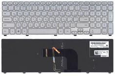 Клавиатура для ноутбука Dell Inspiron 17-7000 13-3737 17-7737 с подсветкой (Light) Silver, (Silver Frame), RU