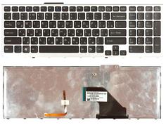 Клавиатура для ноутбука Sony Vaio (VPC-F11, VPC-F12 VPC-F13) с подсветкой (Light), Black, (Silver Frame) RU