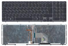 Клавиатура для ноутбука Sony Vaio (SVE15) Black, с подсветкой (Light), (Silver Frame), RU