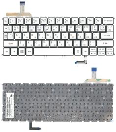 Клавиатура для ноутбука Acer Aspire S7-191, S7-391, S7-392 с подсветкой (Light), Silver, (No Frame) RU
