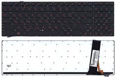 Клавиатура для ноутбука Asus (N56) с подсветкой (Light) Black, RU с красной подсветкой