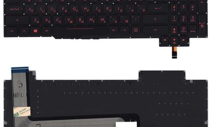 Клавиатура для ноутбука Asus (FX503) Black с красной подсветкой (Light), RU