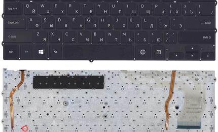 Клавиатура для ноутбука Samsung (NP940X3G) с подсветкой (Light), Black, (No Frame), RU