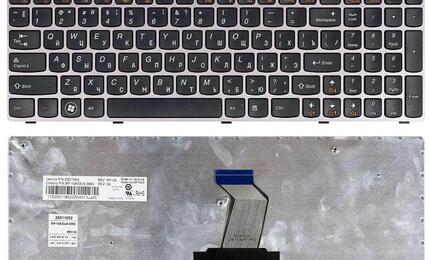 Клавиатура для ноутбука Lenovo IdeaPad (Z560, Z565, G570, G770) Black, (Bronze Frame), RU