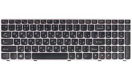 Клавиатура для ноутбука Lenovo IdeaPad (Z560, Z565, G570, G770) Black, (Bronze Frame), RU - фото 2