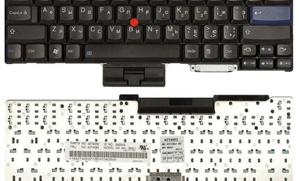 Клавиатура для ноутбука Lenovo ThinkPad (T60, T61, R60, R61, Z60T, Z61T, Z60M, Z61M, R400, R500, T500, W500, W700, W700ds) с указателем (Point Stick) Black RU