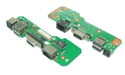 Плата питания для ноутбука Dell Inspiron 1545 на плате с USB VGA и Audio разъемами Hа плате смонтированы силовой разъем, VGA разъем, два USB разъема и сетевой разъем