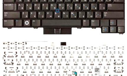 Клавиатура для ноутбука Dell Latitude E5400, E6410, E6400, E5500, E5510, E5410, E6500, E6510, M4500 с указателем (Point Stick) Black, RU/EN