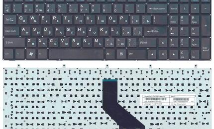 Клавиатура для ноутбука DNS (0170720), Clevo (W350, W370) Black, RU (горизонтальный энтер)