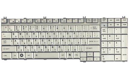 Клавиатура для ноутбука Toshiba Satellite (A500, A505, L350, L355, L500, L505, L550, F501, P200, P300, P500, P505, X200, Qosmio F50 G50, X300, X305, X500, X505) Silver, RU - фото 2