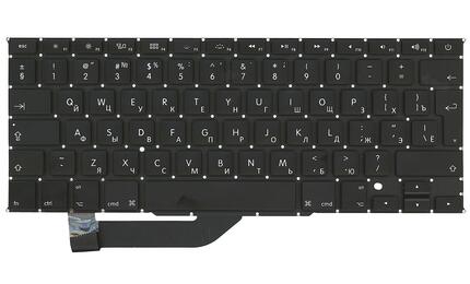 Клавиатура для ноутбука Apple MacBook Pro A1398 (2012, 2013, 2014, 2015 года) Black, (No Frame), RU (вертикальный энтер)