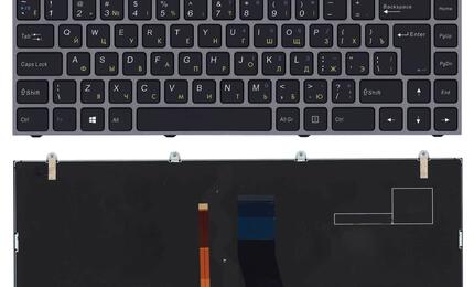 Клавиатура для ноутбука Clevo (W230) Black, (Silver Frame) RU