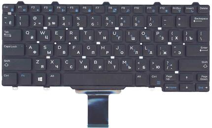 Клавиатура для ноутбука Dell Latitude E5250 E5250T E5270 E7250 E7270, XPS 12 9250 Latitude 12 7275 E7270 E5270 Black, (No Frame) RU Длина шлейфа 5 см. - фото 2