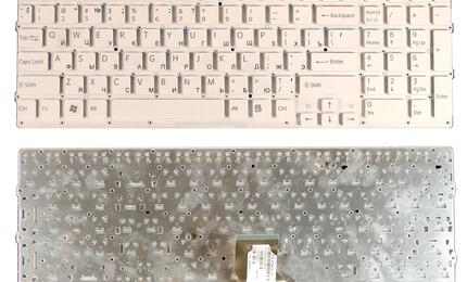 Клавиатура для ноутбука Sony Vaio (VPC-CB, VPCCB, VPCCB3S1R, VPCCB2S1R) White, (No Frame), RU