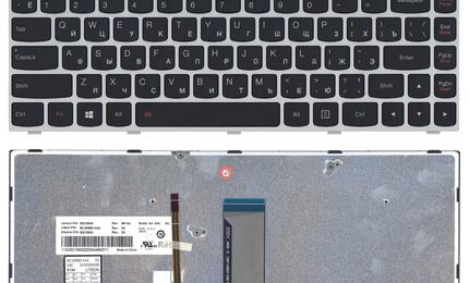 Клавиатура для ноутбука Lenovo IdeaPad FLex 14 G40, G40-30, G40-45, G40-70, G40-75, G40-80, Z41-70, 500-14ACZ, 500-14ISK, 300-14ISK, B40-80 с подсветкой (Light), Black, (Silver Frame), RU