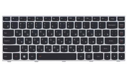 Клавиатура для ноутбука Lenovo IdeaPad FLex 14 G40, G40-30, G40-45, G40-70, G40-75, G40-80, Z41-70, 500-14ACZ, 500-14ISK, 300-14ISK, B40-80 с подсветкой (Light), Black, (Silver Frame), RU - фото 2