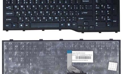 Клавиатура для ноутбука Fujitsu LifeBook (AH532, NH532) Black, (Black Frame), RU (горизонтальный энтер)