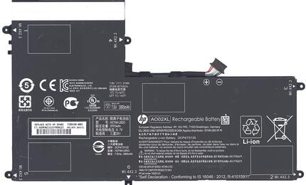 Аккумуляторная батарея для планшета HP AO02XL ElitePad 1000 7.6V Black 3995mAh Orig