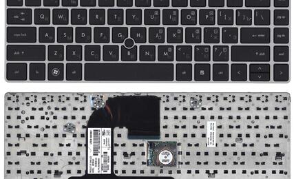 Клавиатура для ноутбука HP EliteBook (8460P) Black, с указателем (Point Stick) (Grey Frame) RU