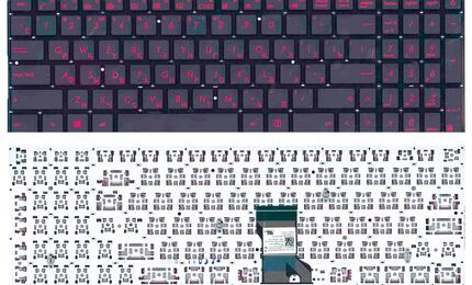 Клавиатура Asus (N541) с подсветкой (Light), Black, (No Frame) RU