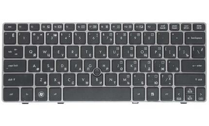 Клавиатура для ноутбука HP Elitebook (2560P) с указателем (Point Stick), Black, (Silver Frame) RU - фото 2