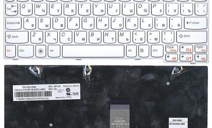 Клавиатура для ноутбука Lenovo IdeaPad (U160) White, (White Frame), RU