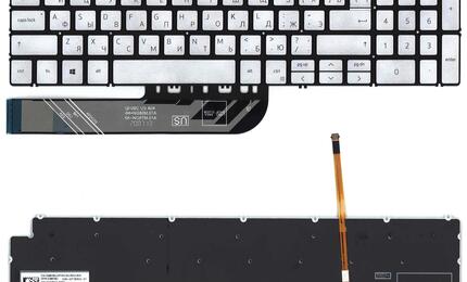 Клавиатура для ноутбука Dell Inspiron 5584 с подсветкой (Light) Silver, (No Frame), RU