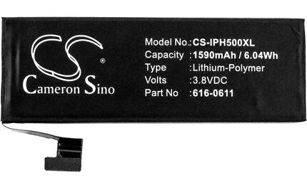 Аккумуляторная батарея для смартфона Apple CS-IPH500XL iPhone 5 3.8V Black 1590mAh 6.04Wh - фото 2