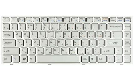 Клавиатура для ноутбука Sony Vaio (VPC-S) White, (Silver Frame) RU - фото 2