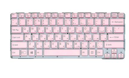 Клавиатура для ноутбука Sony (SVE14A) Pink, с подсветкой (Light), (No Frame) RU - фото 2