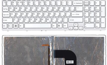 Клавиатура для ноутбука Sony Vaio (SVE15) с подсветкой (Light), White, (White Frame) RU