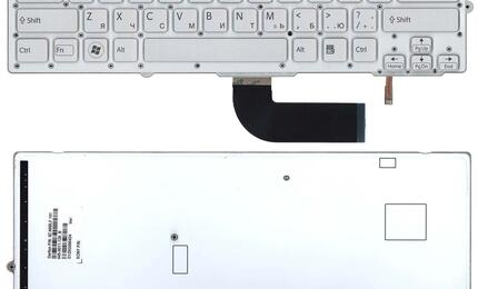 Клавиатура для Sony Vaio (VPC-SD, VPC-SB) Silver с подсветкой (Light), (Silver Frame) RU