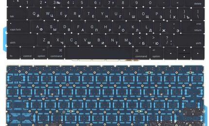 Клавиатура для ноутбука Apple MacBook (A1708), Black, (No Frame), RU (плоский энтер)