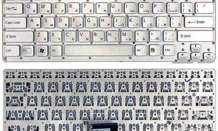 Клавиатура для ноутбука Sony Vaio (VPC-CA, VPCCA, VPC-SA, VPCSA) Silver, (No Frame) RU