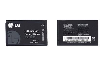 Аккумуляторная батарея для смартфона LG LGIP-430A KP100 3.7V Black 900mAh 3.4Wh