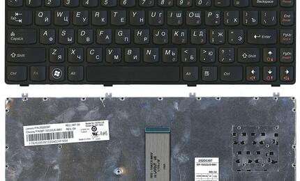 Клавиатура для ноутбука Lenovo IdeaPad (Y470) Black, (Black Frame), RU