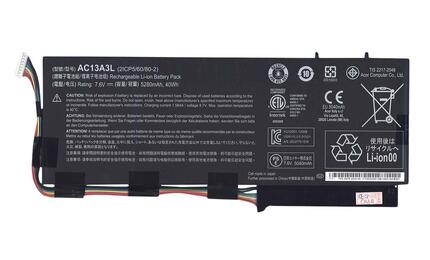 Аккумуляторная батарея для ноутбука Acer AC13A3L Aspire P3-131 7.6V Black 5280mAh Orig Аккумуляторная батарея для ноутбука Acer AC13A3L Aspire P3-131 7.6V Black 5280mAh Orig