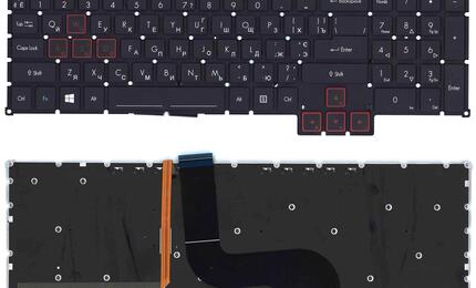 Клавиатура для ноутбука Acer Predator 15 G9-591 с подсветкой (Light), Black, RU