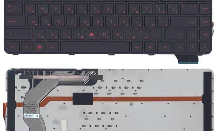 Клавиатура для ноутбука HP Envy (14-1000) Black с красной подсветкой (Red Light), (Black Frame) RU