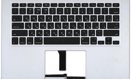 Клавиатура для ноутбука Apple MacBook Air 2011+ (A1369) Black, (Silver TopCase), с подсветкой (Light), RU (горизонтальный энтер)
