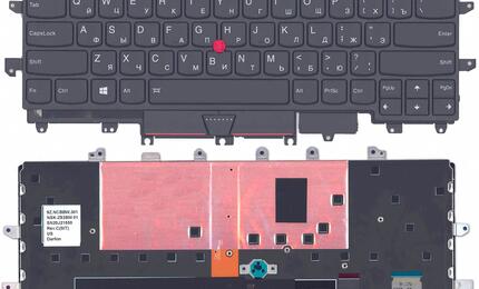 Клавиатура для ноутбука Lenovo ThinkPad (X1) с подсветкой (Light), с указателем (Point Stick), крепления (Fastening) Black, Black Frame, RU