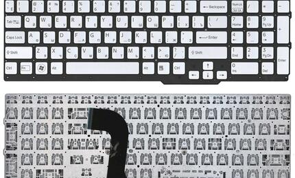 Клавиатура для ноутбука Sony Vaio (SVS15) с подсветкой (Light), Silver, (No Frame) RU