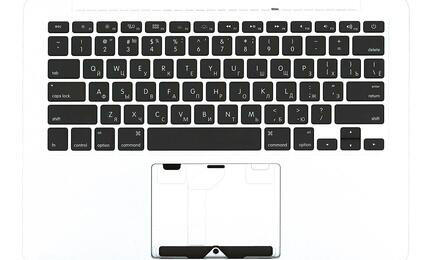 Клавиатура для ноутбука Apple MacBook Pro (A1425) Black, (Silver TopCase), RU (горизонтальный энтер)