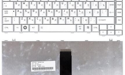 Клавиатура Toshiba Satellite (A200, A205, A300, A305, A400, A405, M200, M205, M300, M305, L200, L300, L305, L300D, L305D, L455, L450, L450D, L455D, Pro M200) SIlver, RU (вертикальный энтер)