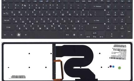 Клавиатура для ноутбука Acer Aspire 8951, 5951 с подсветкой (Light), Black, (No Frame) RU