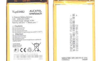 Аккумуляторная батарея для смартфона Alcatel TLp034B2 One Touch Pop S9 7050Y 3.8V White 3400mAh 13Wh