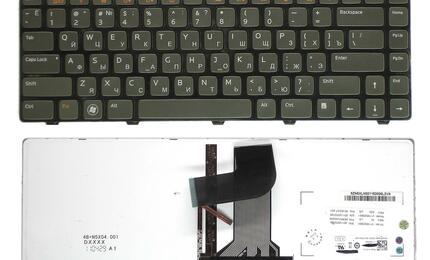 Клавиатура Dell Inspiron (M4040, M4110, M5040, N4050, N4110) Vostro (1540, 3550) с подсветкой (Light), Black, (Black Frame) RU/EN