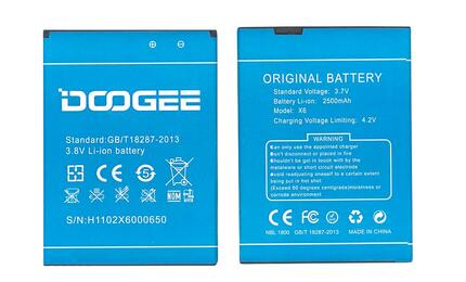 Аккумуляторная батарея для смартфона Doogee X6 3.7V White 2500mAh 9.25Wh