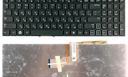 Клавиатура для ноутбука Samsung (RF712) с подсветкой (Light), Black, (No Frame), RU