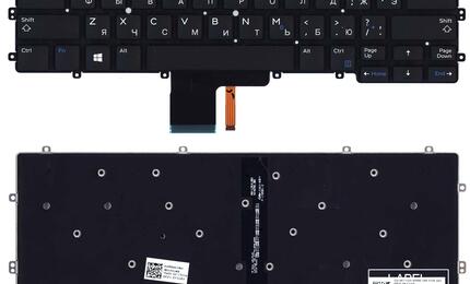 Клавиатура для ноутбука Dell Latitude 13 7370 с подсветкой (Light), Black, (No Frame) RU